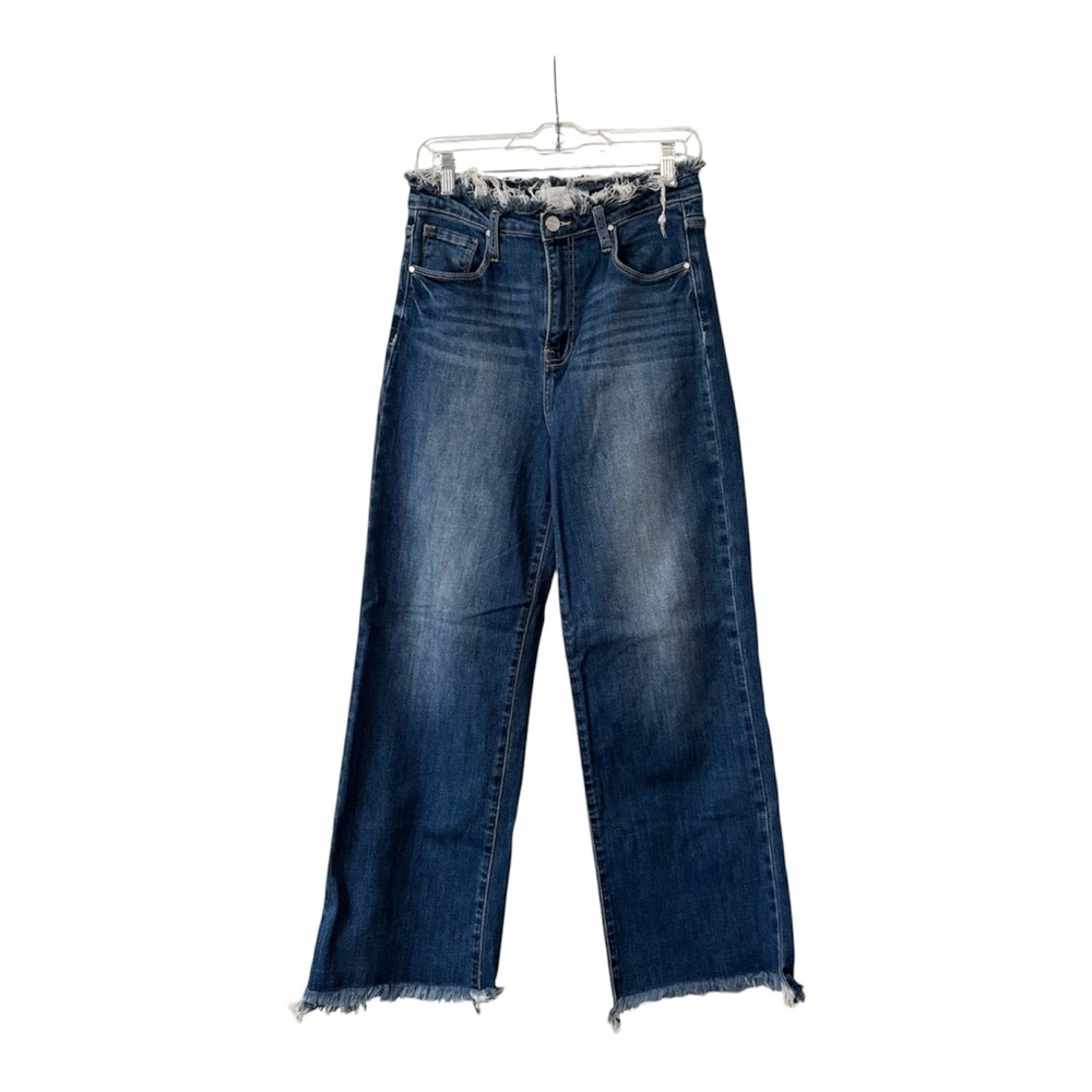Risen Jeans High Rise Wide Leg Fray Hem & Waist Medium Wash Jeans Size 29" - Picture 2 of 15